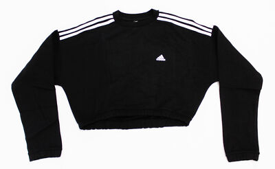 Adidas Womens Multi Sport HyperGlam Crop Crew Sweatshirt CF6 Black HE9397  Medium | eBay