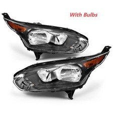 Par de faros negros con bombillas para Ford Transit Connect 2014-2018