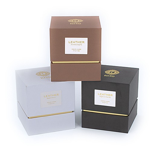 Juego de 3 velas perfumadas Kyto en vidrio con decoración de cuero de 3 fragancias 40h duración de la combustión - Imagen 3 de 3