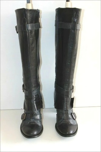 MOSQUITOS Bottes à Talons Cuir Bleu Pétrole et Gris T 37 TBE - Imagen 4 de 16