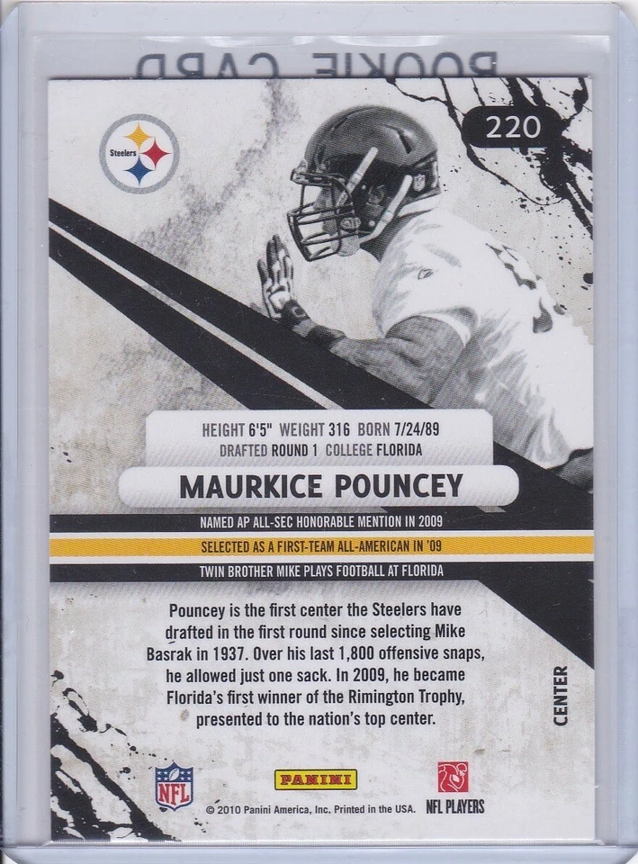 Tarjeta de novato Maurkice Pouncey Pittsburgh Steelers 2010 R&S Fútbol RC! Foto 2 de 2
