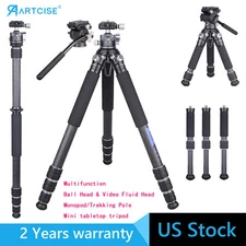 Carbon Fiber Camera Tripod Tabletop tripod W/ 34mm Ball Head Video Fluid Head