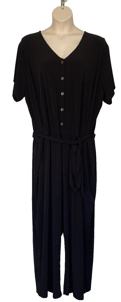 Mono Susan Graver Talla 4X Negro Líquido Tejido Largo Corbata Cintura Foto 2 de 4