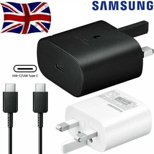 Adaptador de cargador súper rápido de 25 W enchufe y cable para todos los teléfonos Samsung Galaxy Reino Unido Foto 2 de 4