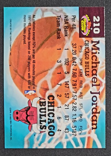 1993 Stadium Club Michael Jordan Basketball Members Choice #210 NBA MJ Bulls - Picture 2 of 2
