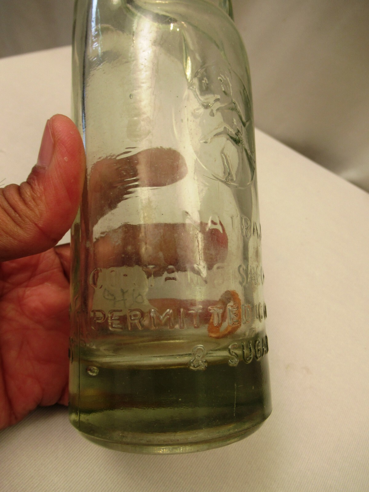 Vintage Soda Bottle Codd Neck Marble Stopper Natraj Brand Embossed