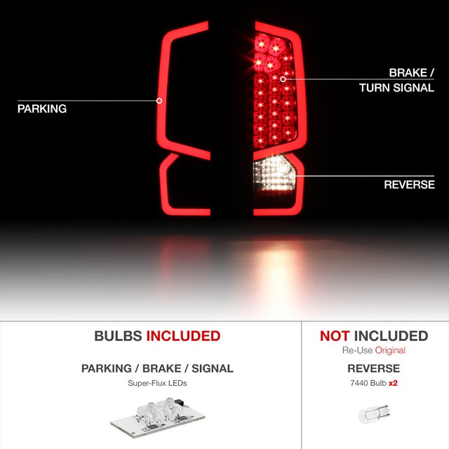 Black Housing Clear Lens Full LED Brake Signal Tail Lamp For 14-18