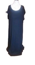 Attitudes 3XP by Renee Black Cap Sleeve Round Neck Long Maxi Stretchy Dress