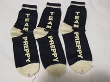 BNWT - 3 PAIRS "SAXONE" PREPPY TEAM NAVY BLUE AND WHITE SOCKS  UK 4-7