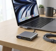 Multiport USB-C to HDMI Adapter 4K HDMI, USB-A, PD Charge for Mac Laptop