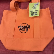 NEW Trader Joe’s Mini Halloween Canvas Tote Bag (Orange)  Trick Or Treat