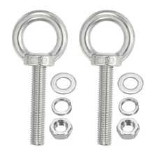 2Pcs M14 x 70mm 304 Stainless Steel Lifting Shoulder Eye Bolt with Nuts Washers
