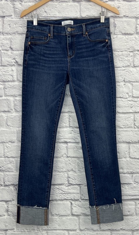 LOFT WOMEN'S DARK WASH MODERN STRAIGHT BLUE JEANS SIZE 27/4