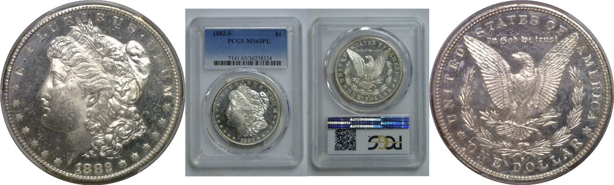 Silver MS 63 Graded 1882 Year Morgan US Dollars (1878-1921) for