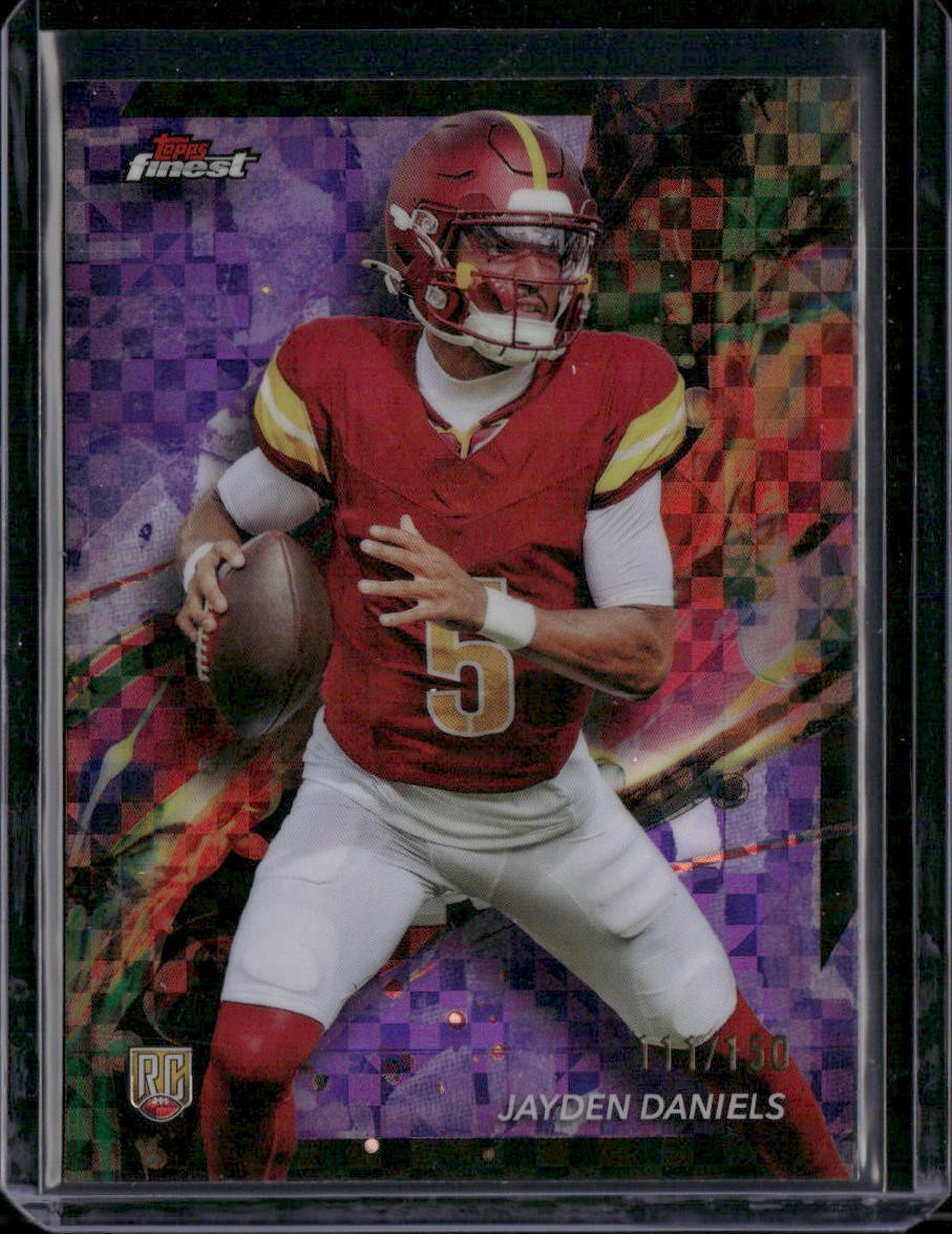 2024 Finest #67 Jayden Daniels Purple Checkerboard Refractor #/150