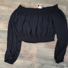 Divided Black Off-Shoulder Ruffle Long Sleeve...