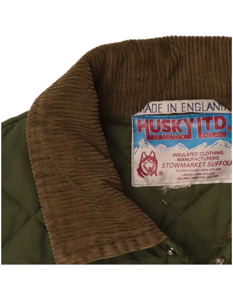 HUSKY Mens Quilted Jacket UK 36 Small Green Nylon BY10 - Image 3 of 3