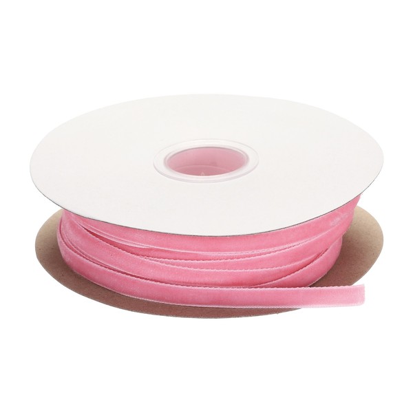 Samtband Geschenkverpackung 50 Yard X1/4 Zoll Hellrosa Einseitiges Samtbandrolle-image