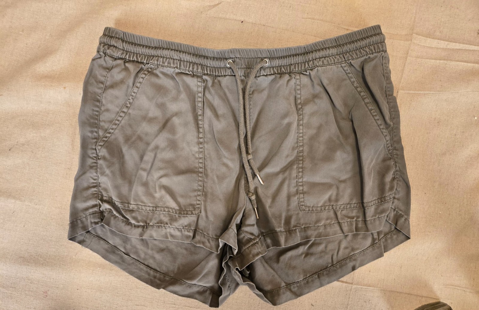 Divided Drawstring Shorts Women Size 10 Olive Green
