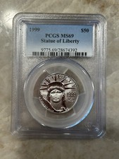 1999 $50 1/2 oz Platinum American Eagle - PCGS MS69 - Low Mintage 2578.00 per troy oz
