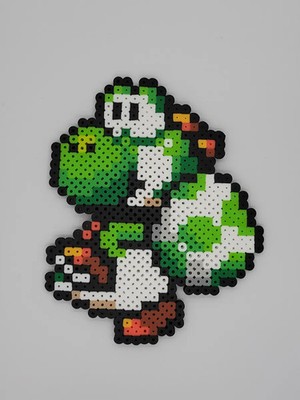 Yoshi Perler Bead Keychain & Magnet - Super Mario Pixel Art Gift