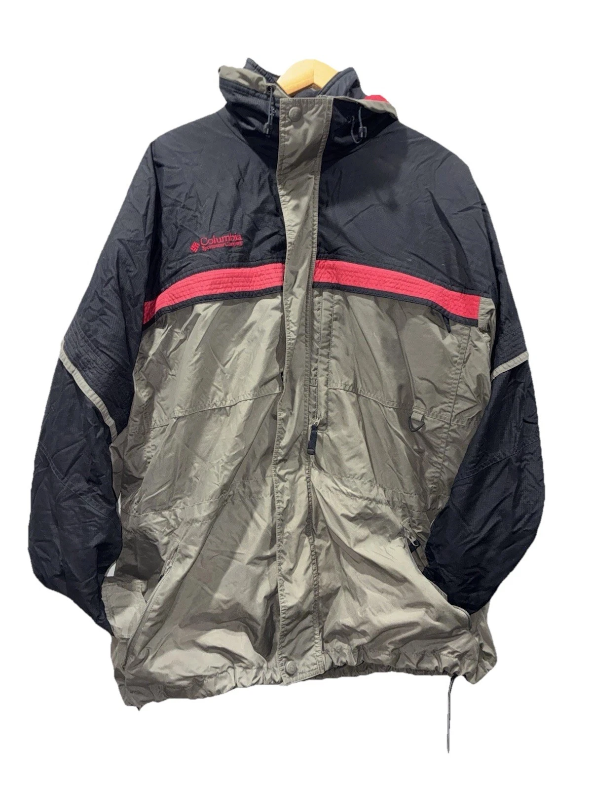 VTG Y2K Columbia Gizzmo Retro Sportswear Jacket Black Red Grey Sz L Streetwear