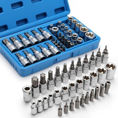 34Piece 3/8'' Drive Torx Star Bit sockets CRV ESocket Set, E420, T1060, Tampe...