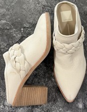 Dolce Vita Womens Serla Braided Mules Clogs Nubuck Block Heel Ivory Size 8.5