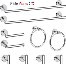 Bathroom Hardware Accessories Set with 16" Towel Bar - Light Silver 10 Piece