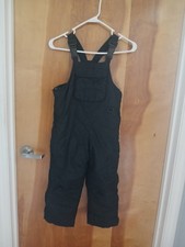 BOYS GIRLS UNISEX BLACK SNOWBIB SIZE 5 6 BY TEMPERATURE ZONE ZIPS UP SIDE