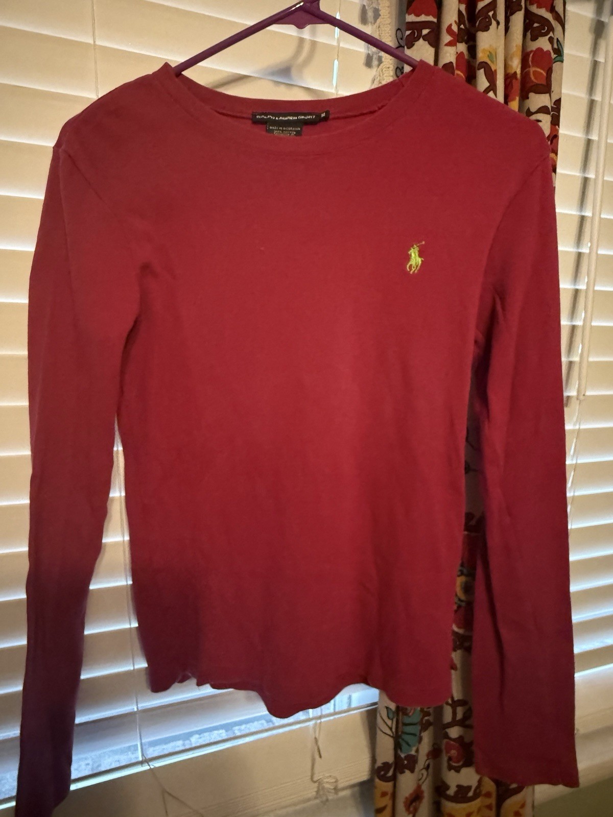 Ralph Lauren Sport Women's Red Long Sleeve Cotton Top Size M