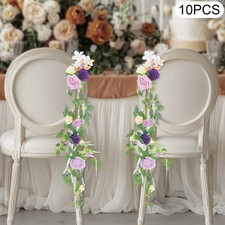 10pcs Purple, Green Wedding Chair Decor Wedding Aisles Decor Set For Wedding