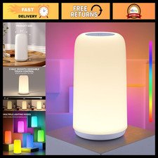Sleek Touch Bedside LED Lamp, RGB Multi-Color Dimmable Nightstand Light, Home De
