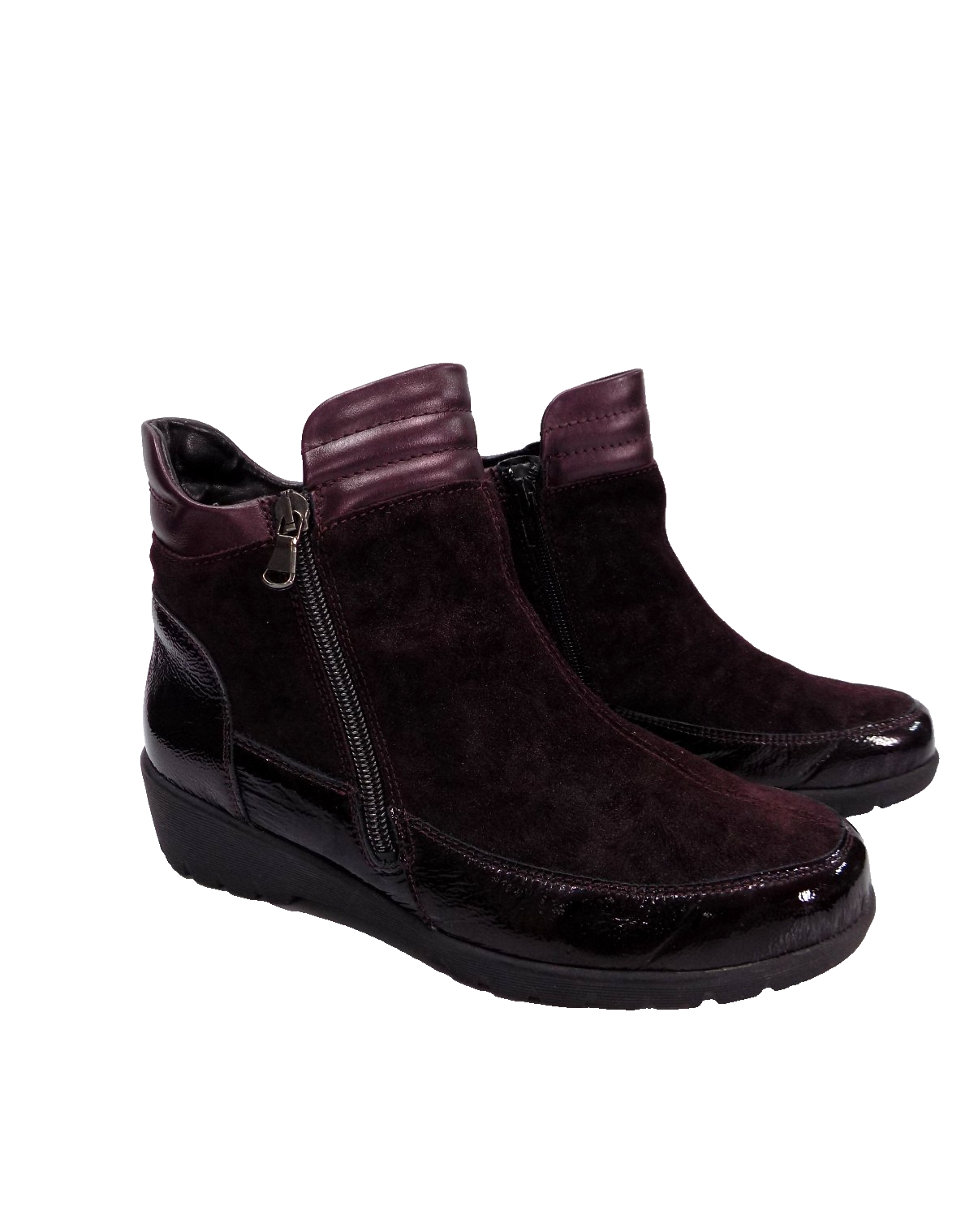 SAOLA Stivali Waldlaufer larghi misura 5 donna bordeaux alla caviglia tacco basso zeppa suola grossa