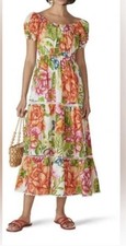 Farm Rio colorful tropical printed Macie Tiered Maxi Dress size medium