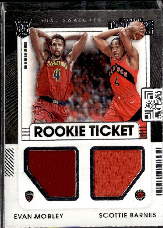 2021-22 Panini Contenders #RT2-MBA Evan Mobley / Scottie Barnes Dual Swatches