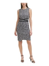 TOMMY HILFIGER Womens Gray Soutache-trim Unlined Dress Petites 4P
