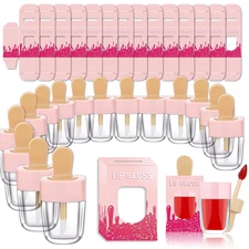 15 Pack Lip Gloss Tubes with Packaging Boxes,Pink Ice-cream Shaped Lipgloss Tube