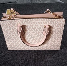 Michael Kors Sheila Satchel Crossbody & Jet Set Wallet Powder Blush NWT 11