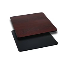 Square Square Table Top,Black or Mahogany Rever, 24" W, 24" L, 1.125" H,