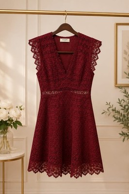 Sandro Paris Burgundy Lace Dress