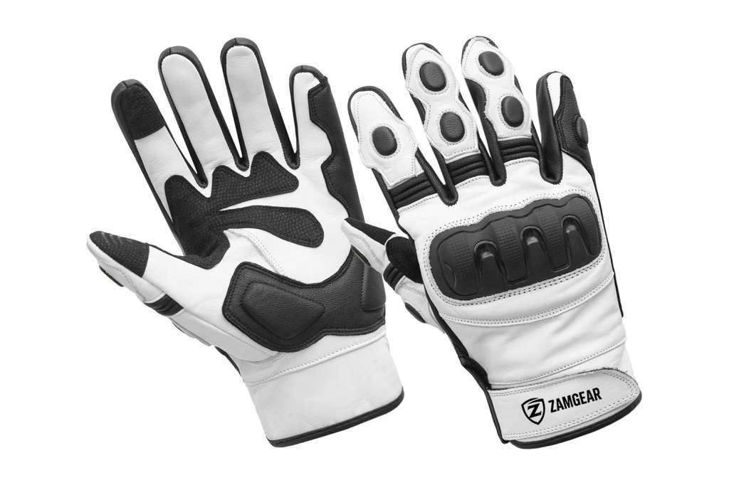 Riding Gloves Motorcycle Leather Protective Knuckles Touchscreen Biker ZAMGEAR