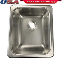 Drop-In Stainless Steel RV Sink 15X13 Durable Camping Single Bowl Drain Opening