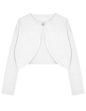 Girls Open Front Shrug Cardigan Kids Children Knit Long Sleeve Bolero with Bu...