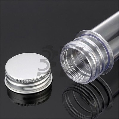 3PCS Plastic Lab Test Tubes w/ Metal Caps Stoppers Screw Top Lid Round Bottom #j