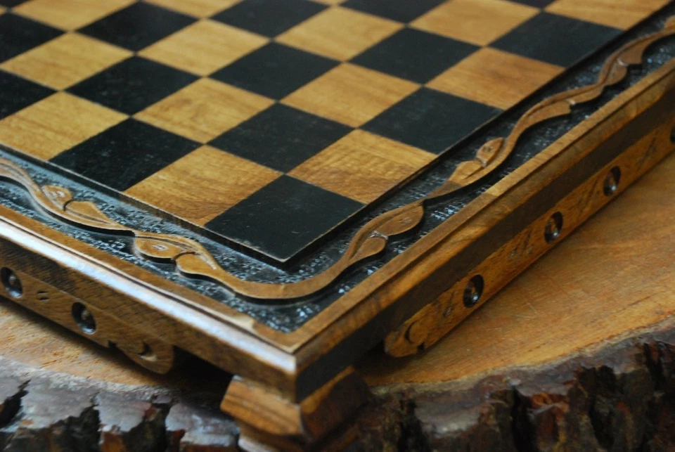 Vintage Chess Board 16" – 100% Handcrafted Walnut Solid Wood, Limited, Gift Idea - Image 3 of 4