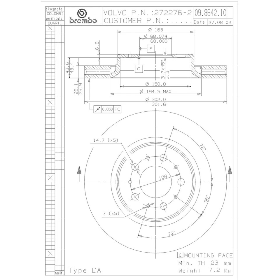 Juego de rotor de freno de disco delantero trasero para Volvo C70 2002 2003 1998-2000 Volvo S70 Foto 4 de 4