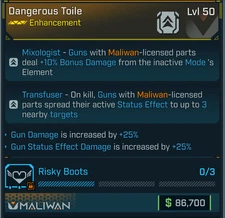 Borderlands 4⭐DANGEROUS TOILE EHANCEMENT⭐MALIWAN⭐GUN & GUN STATUS EFFECT DMG