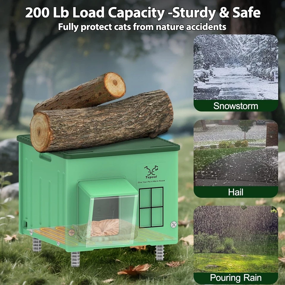 100% Waterproof & Weatherproof Heated Cat House for Outside, Fully Insulated - Image 3 of 4