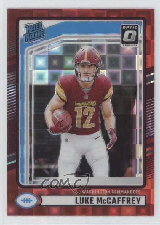 2024 Donruss Rated Optic Preview Red Pandora Prizm Luke McCaffrey Rookie RC 12g7
